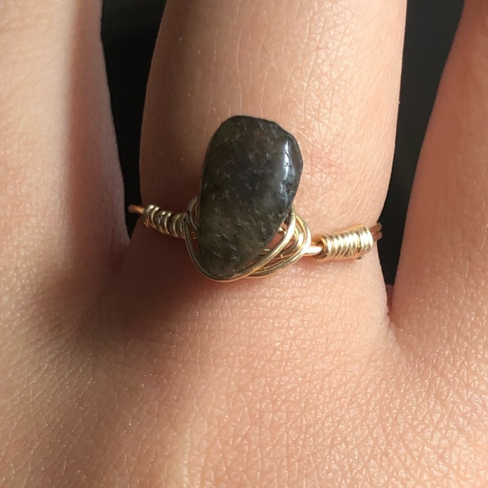 Gray Moonstone Gold Ring